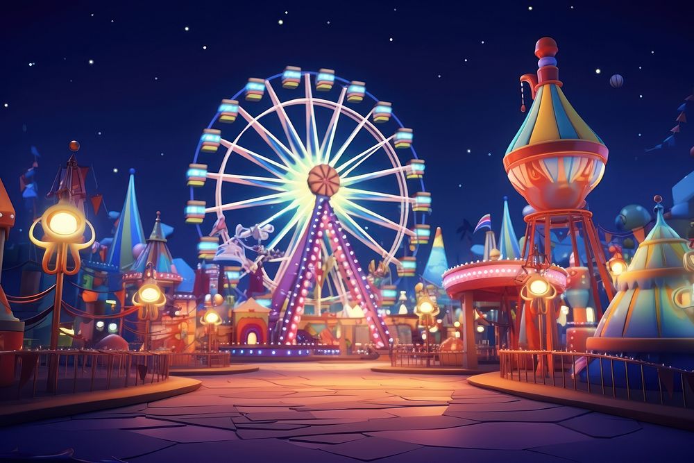 Cartoon night park fun. AI generated Image by rawpixel.