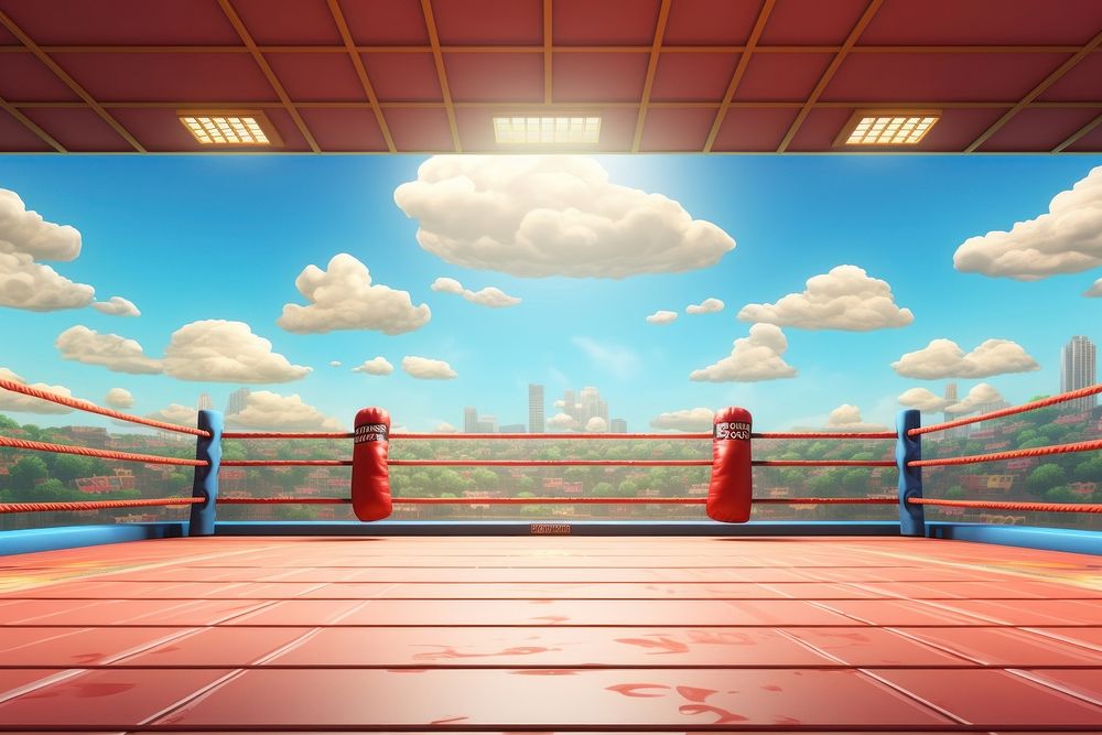 Boxing cartoon sports architecture. 