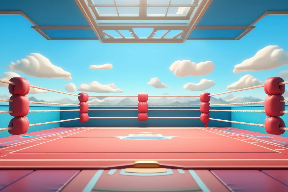 Boxing cartoon sports architecture. 