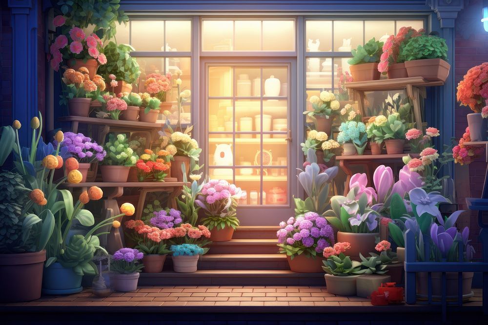 Flower window plant shop. 