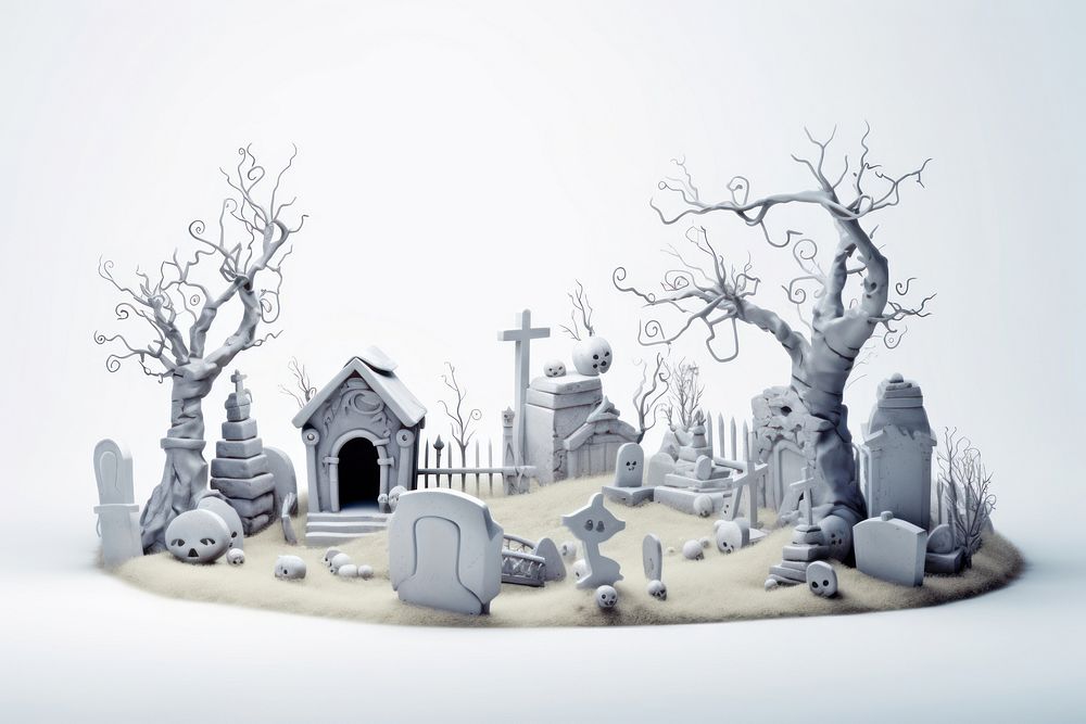 Graveyard cemetery sketch representation. AI generated Image by rawpixel.