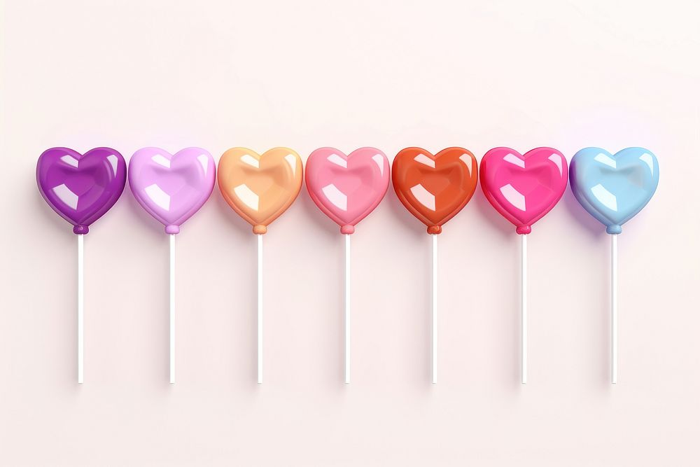 Lollipop heart candy white background. 