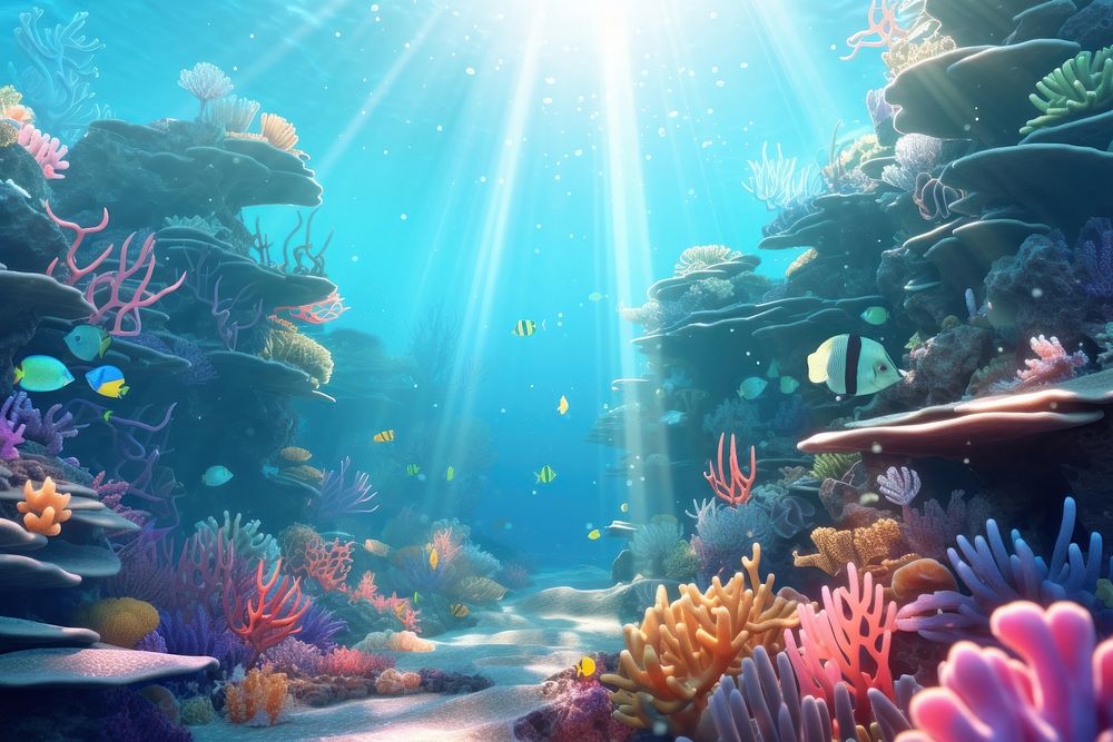 Underwater sea sunlight aquarium. 