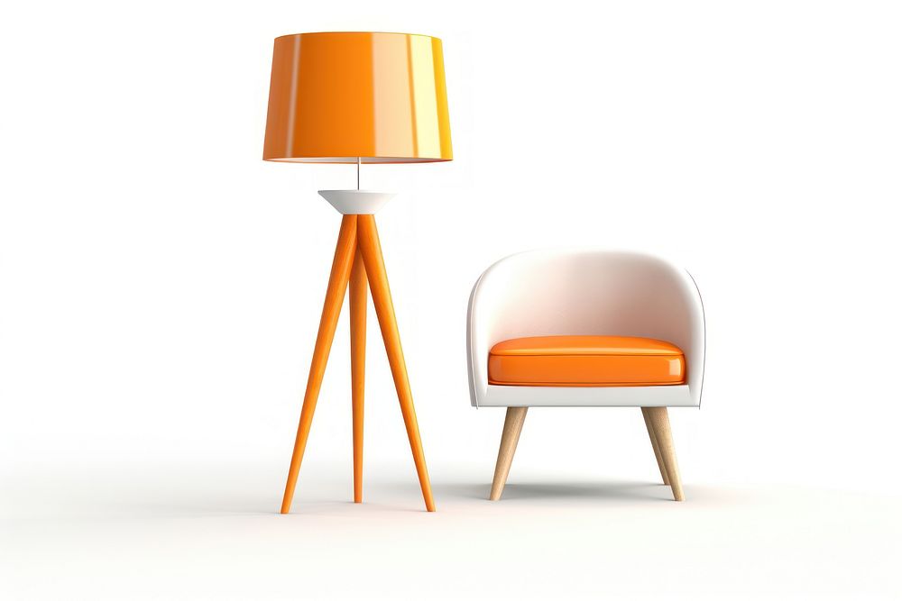 Furniture lamp armchair white background. AI generated Image by rawpixel.