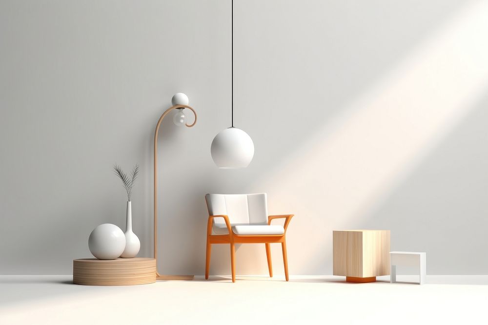 Furniture lamp lighting chair. AI generated Image by rawpixel.