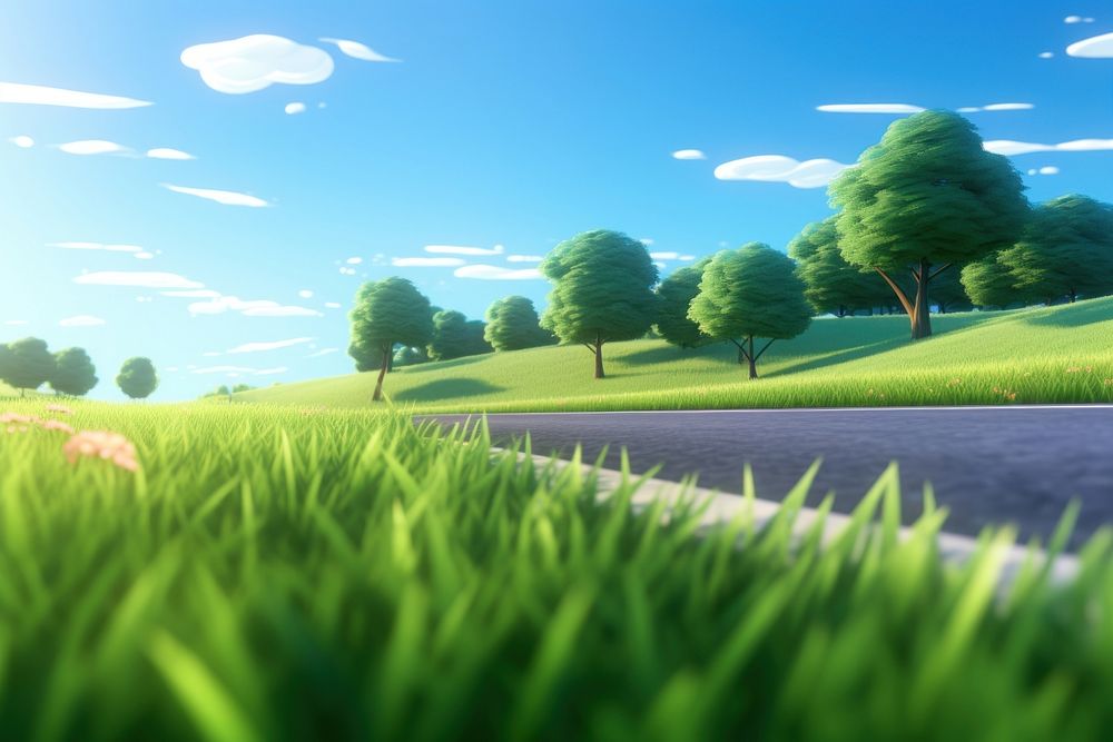 Grass landscape grassland outdoors. AI generated Image by rawpixel.