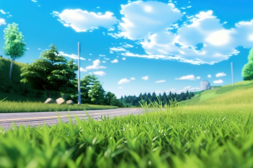 Grass landscape panoramic outdoors. AI generated Image by rawpixel.