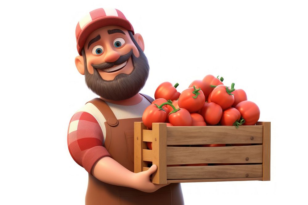 Smiling cartoon tomato crate. AI generated Image by rawpixel.