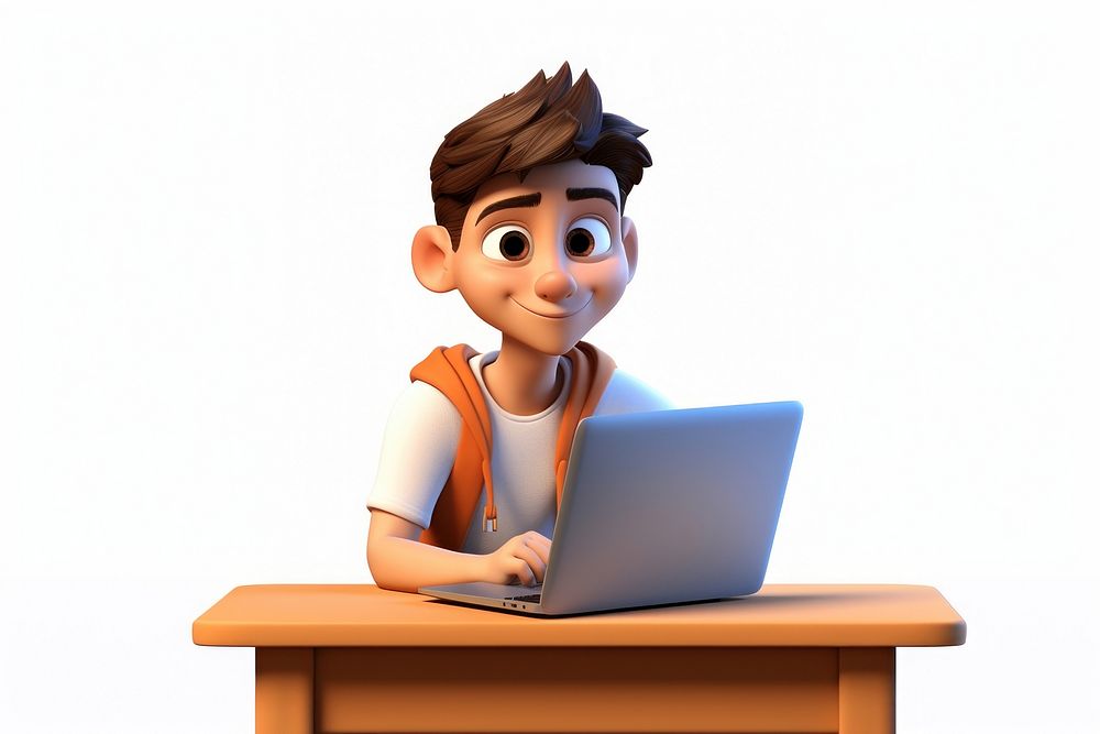 Cartoon laptop computer sitting. AI generated Image by rawpixel.