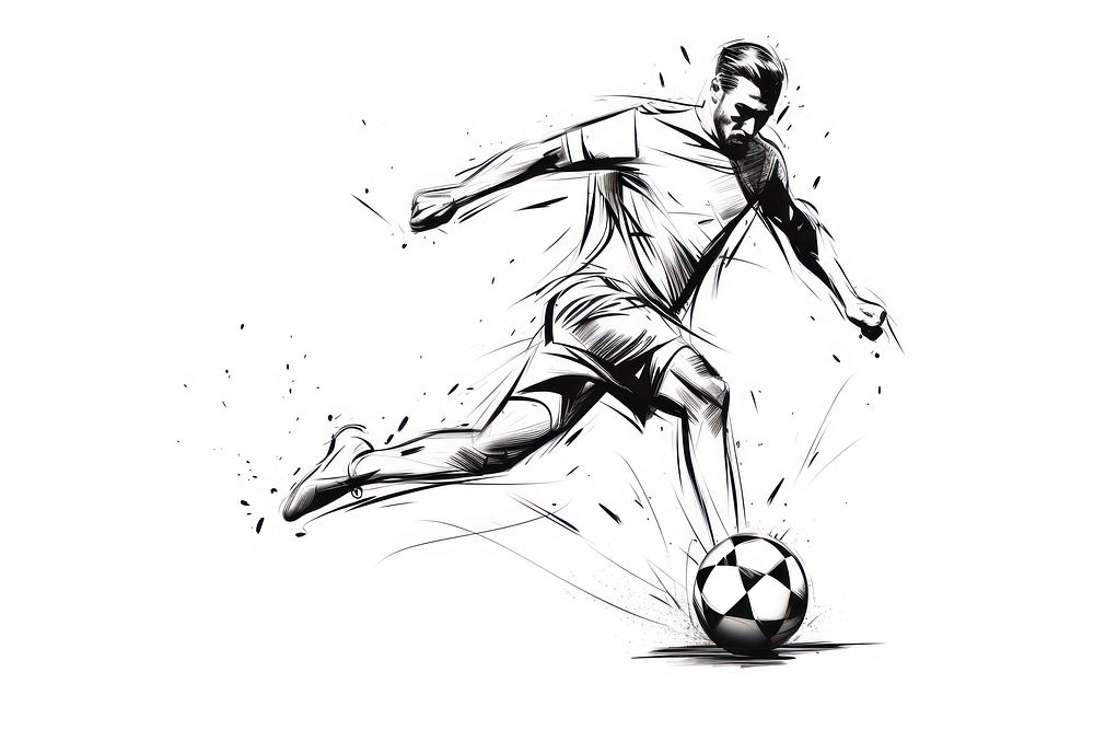 Football drawing kicking sports. AI generated Image by rawpixel.