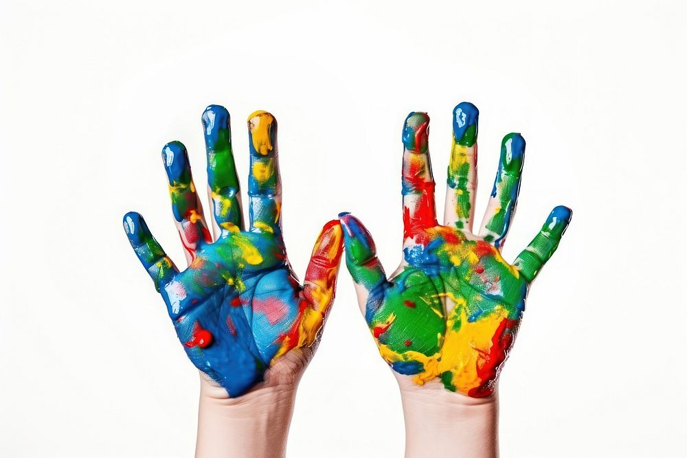 Hand finger paint white background. AI generated Image by rawpixel.