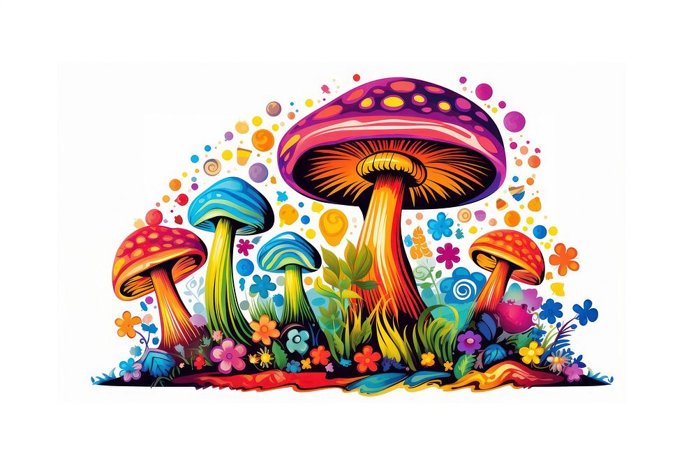 Mushroom drawing plant white background. AI generated Image by rawpixel.