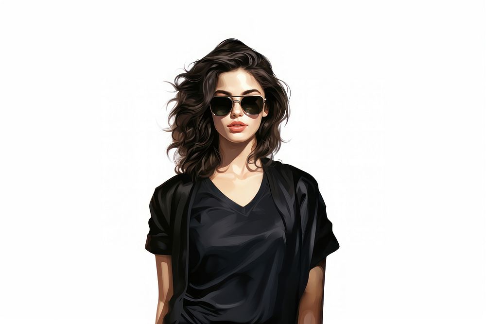 Sunglasses fashion portrait t-shirt. AI generated Image by rawpixel.
