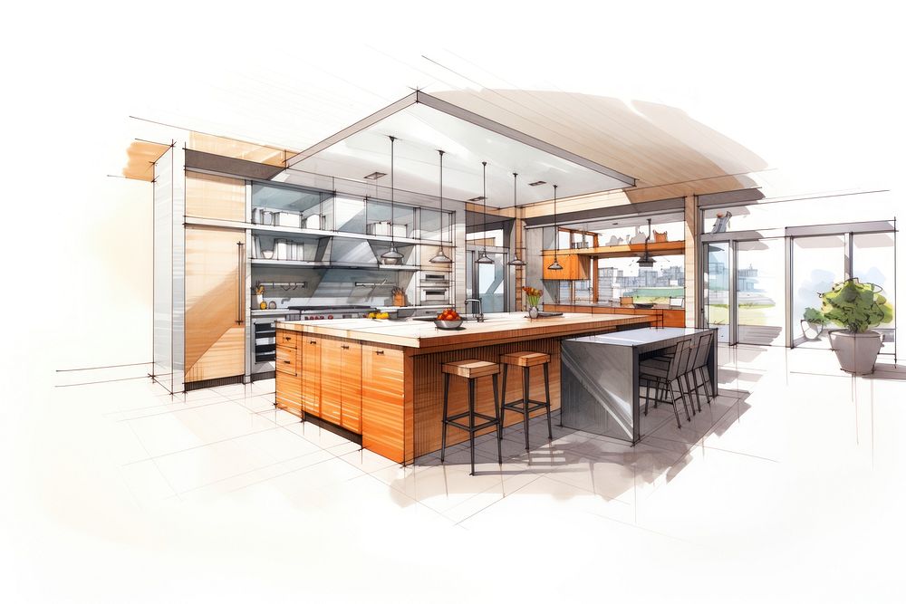 Kitchen architecture building countertop. AI generated Image by rawpixel.