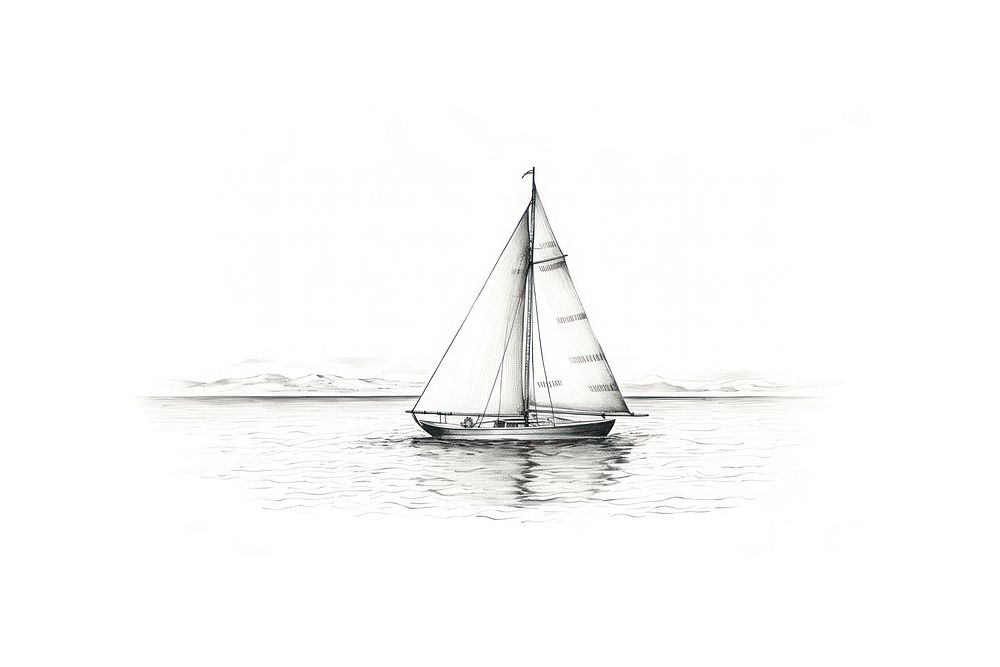 Sailboat watercraft vehicle drawing. AI generated Image by rawpixel.