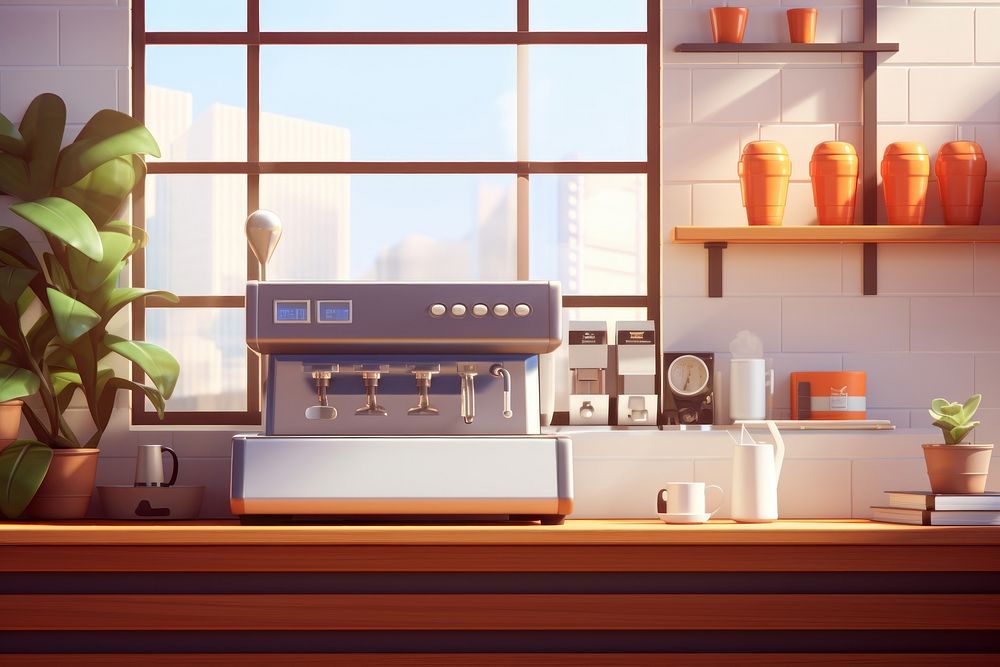 Kitchen table architecture coffeemaker. AI generated Image by rawpixel.