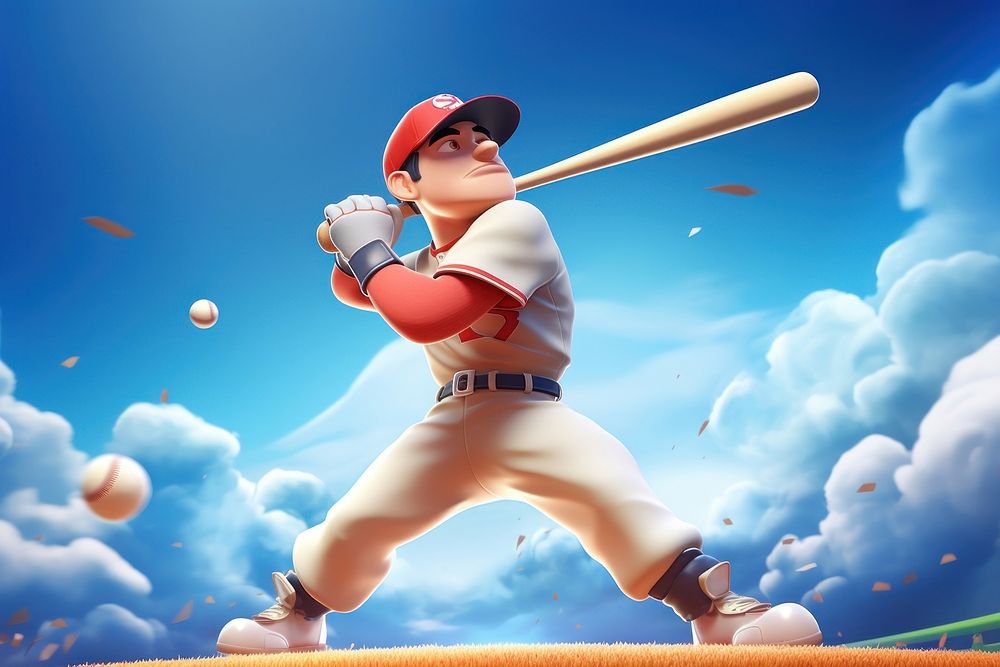 Baseball athlete cartoon player. AI generated Image by rawpixel.