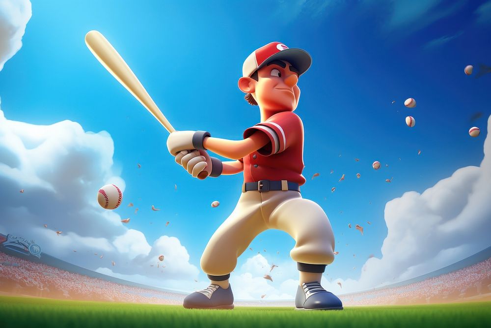 Baseball softball athlete cartoon. AI generated Image by rawpixel.