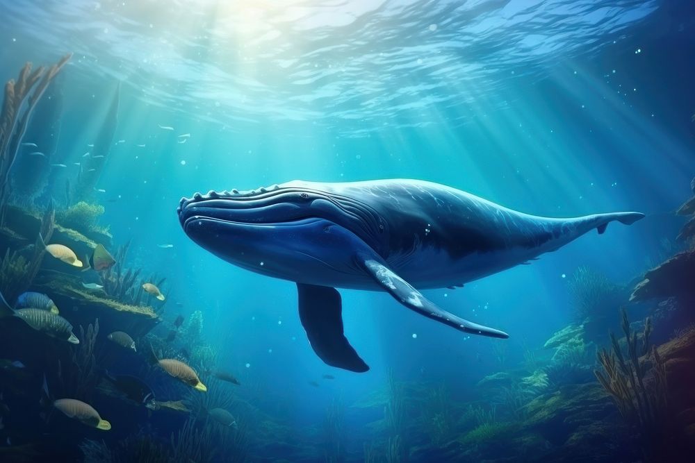 Underwater whale outdoors animal. AI generated Image by rawpixel.