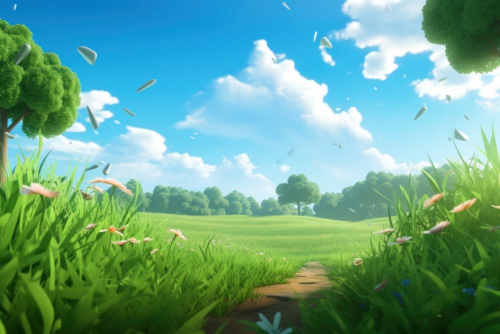 Grass landscape grassland outdoors. AI generated Image by rawpixel.