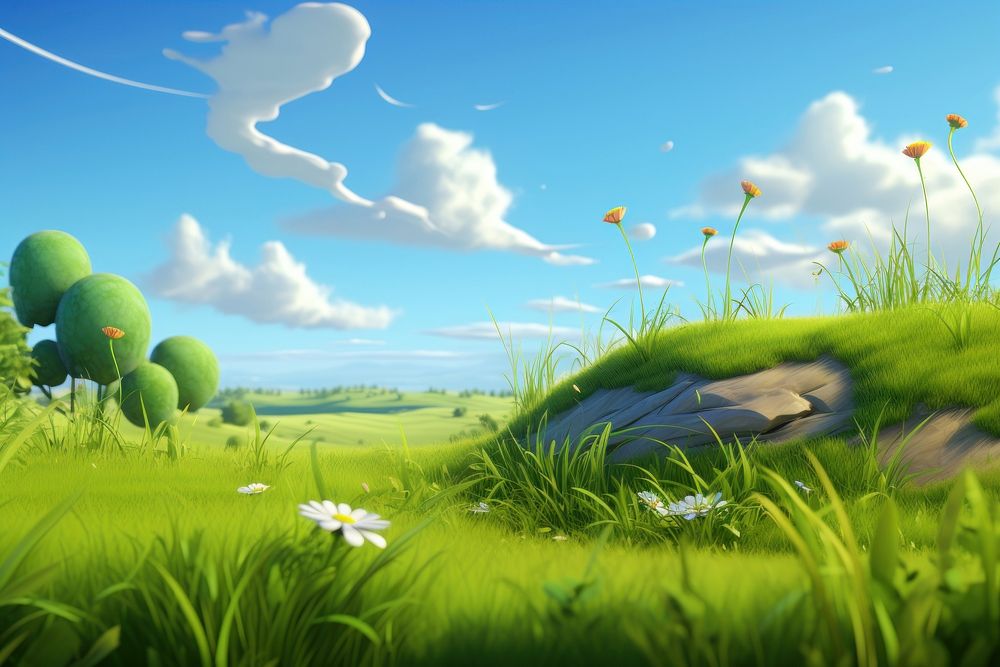 Grass landscape grassland outdoors. AI generated Image by rawpixel.