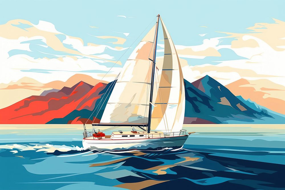 Sailboat yacht mountain vehicle. AI generated Image by rawpixel.