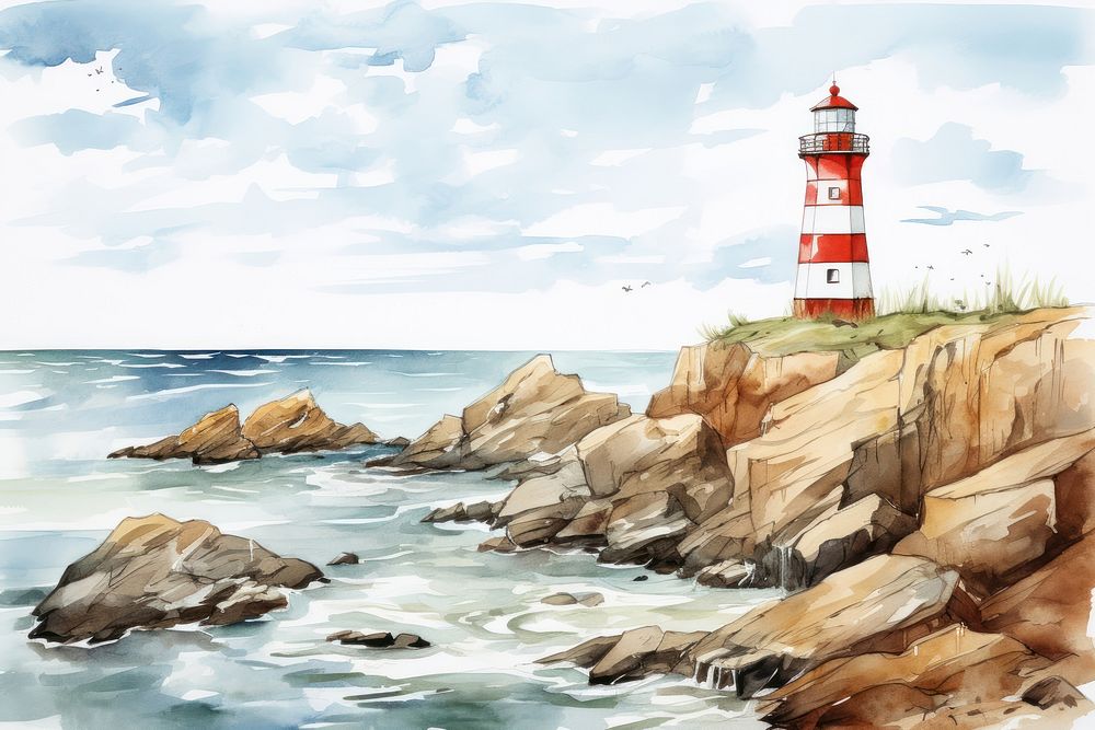 Lighthouse sea architecture outdoors. AI generated Image by rawpixel.