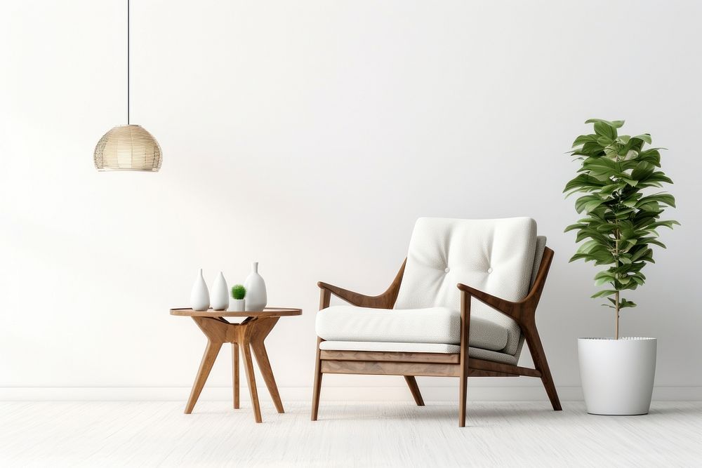 Furniture armchair plant white. AI generated Image by rawpixel.