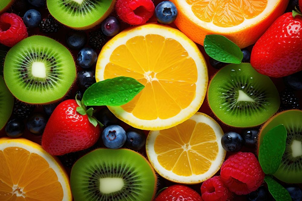 Fruit backgrounds strawberry blueberry. AI generated Image by rawpixel.