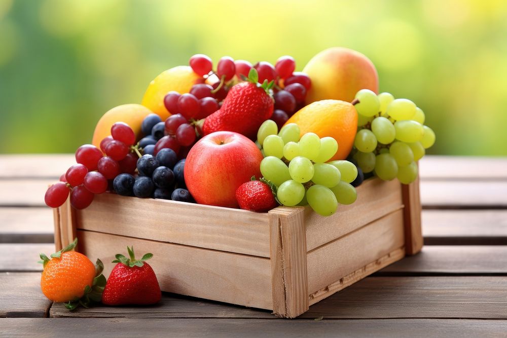 Fruit box strawberry blueberry. 