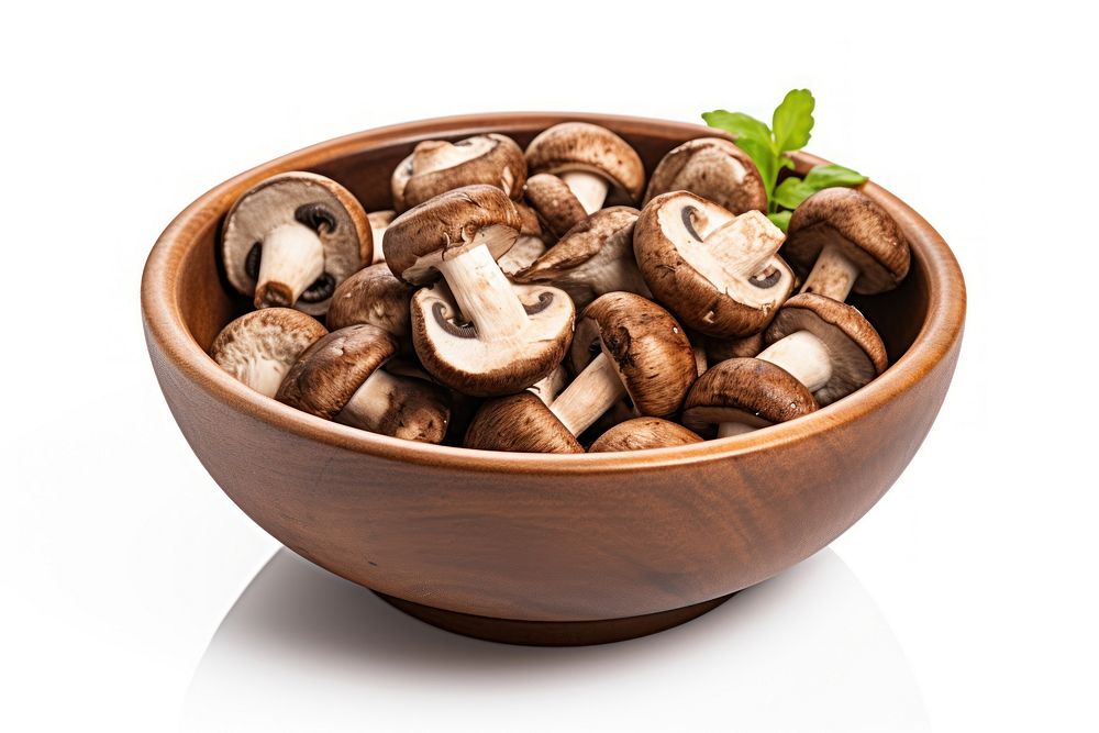 Mushroom bowl white background vegetable. AI generated Image by rawpixel.