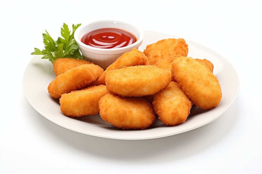 Fritters ketchup plate food. AI generated Image by rawpixel.