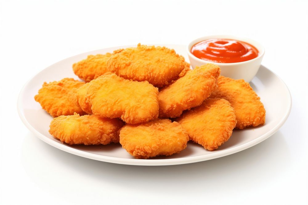 Ketchup nuggets plate food. AI generated Image by rawpixel.