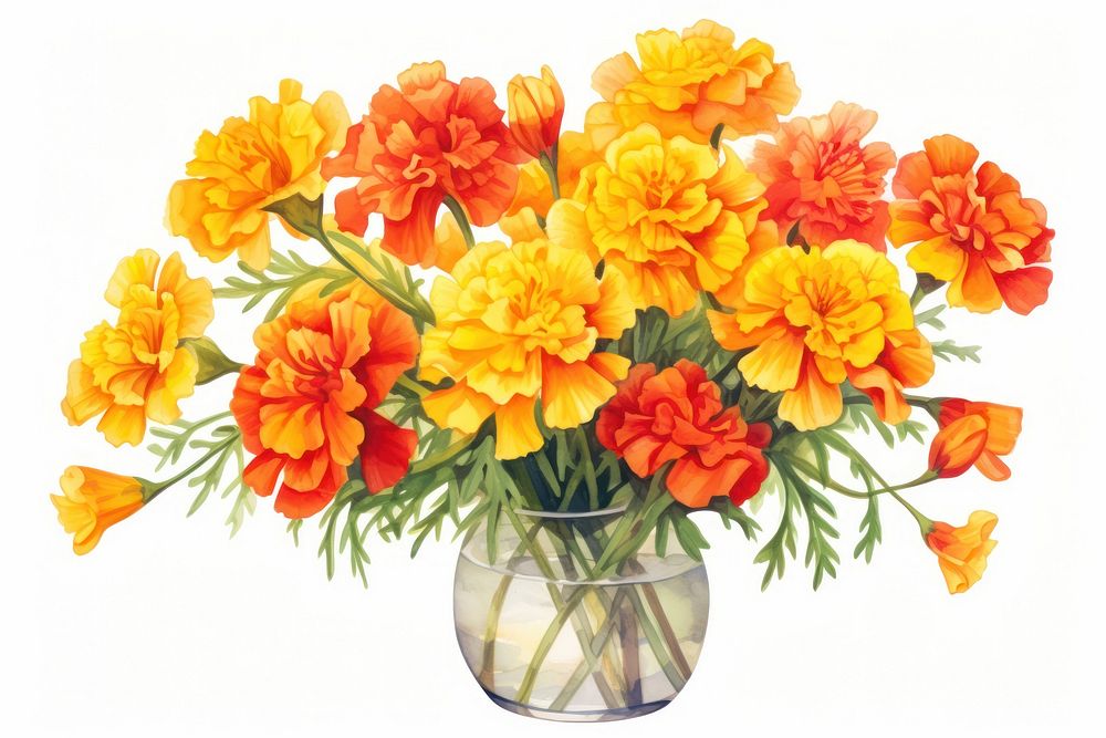 Vase marigold flower plant. AI generated Image by rawpixel.