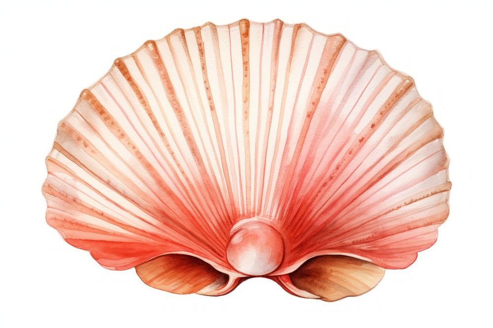 Seashell clam white background invertebrate. 