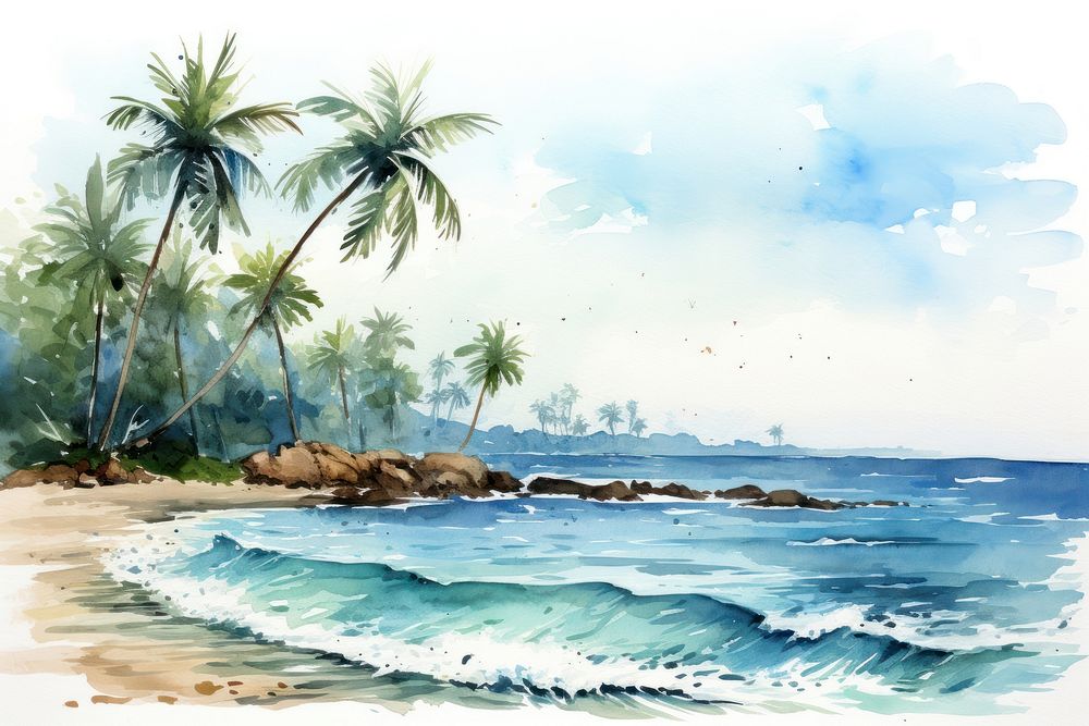 Sea outdoors painting nature. AI generated Image by rawpixel.