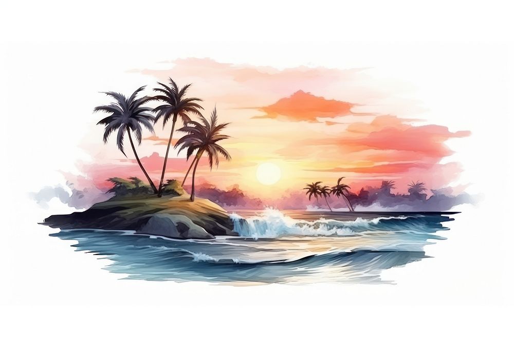 Outdoors painting nature beach. AI generated Image by rawpixel.