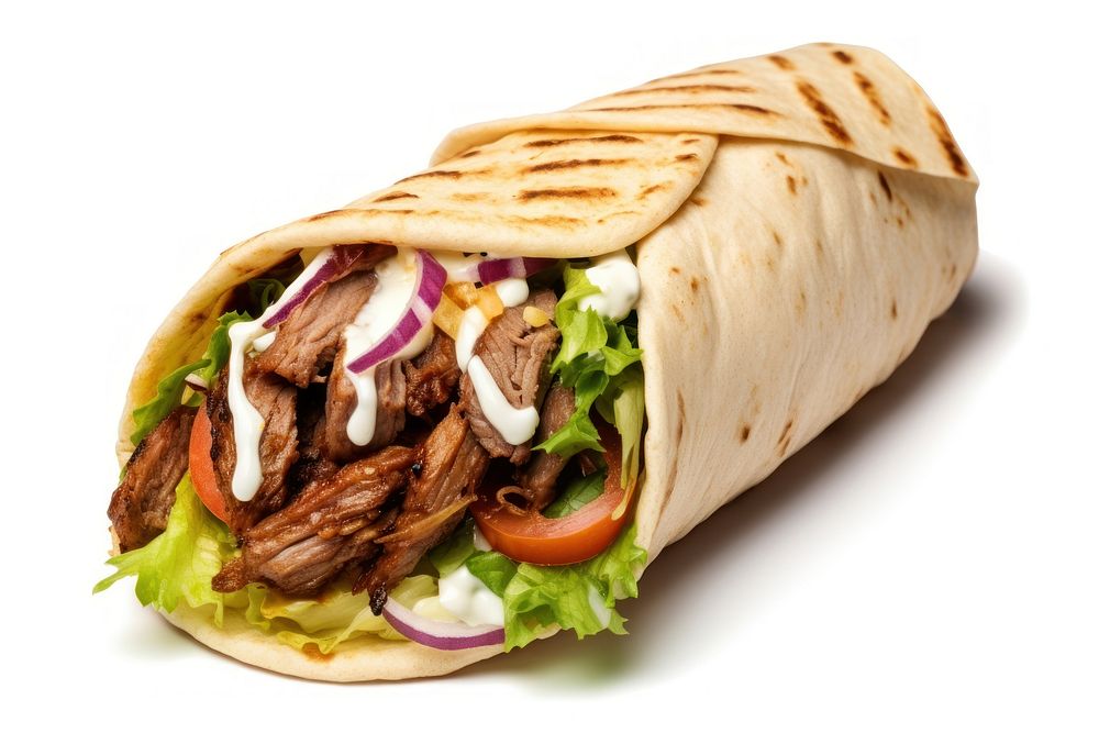 Bread kebab food white background. 