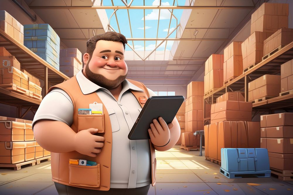 3D warehouse worker illustration