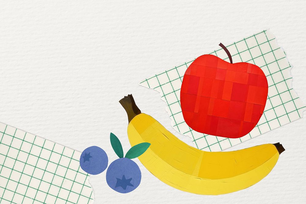 Banana apple blueberries craft illustration