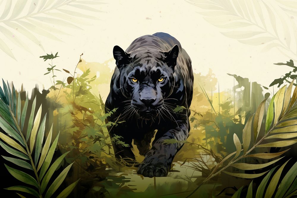 Panther wild animal illustration, digital art