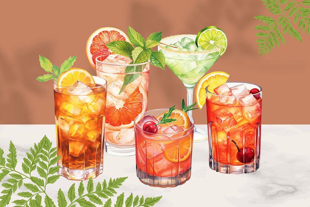 Summer drinks illustration, digital art