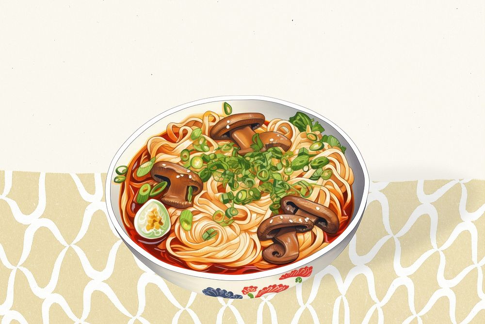 Ramen Asian food illustration, digital art