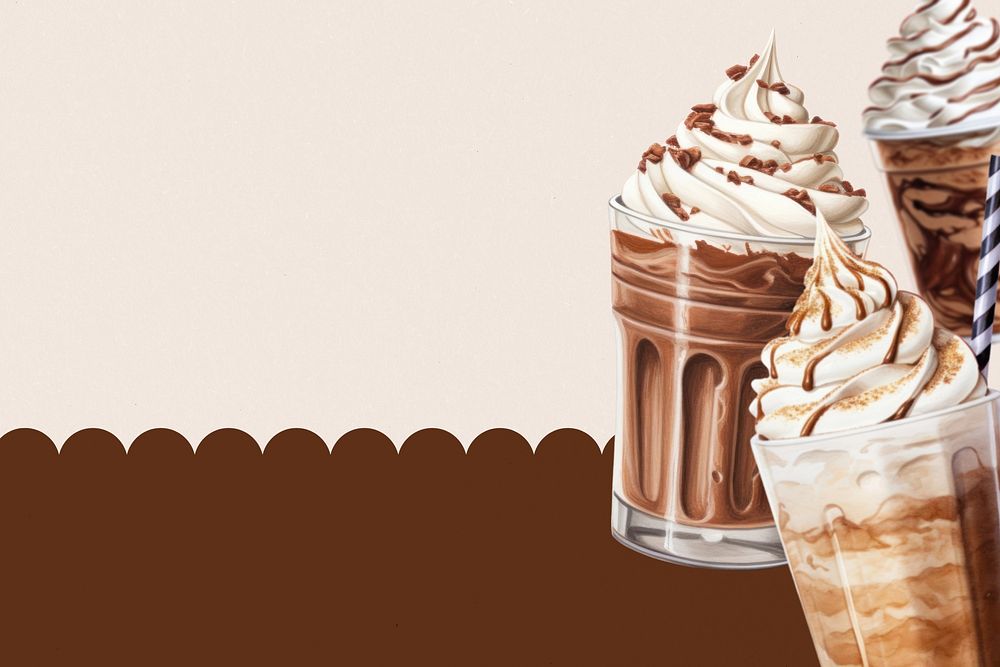 Chocolate milkshakes drink illustration background, digital art