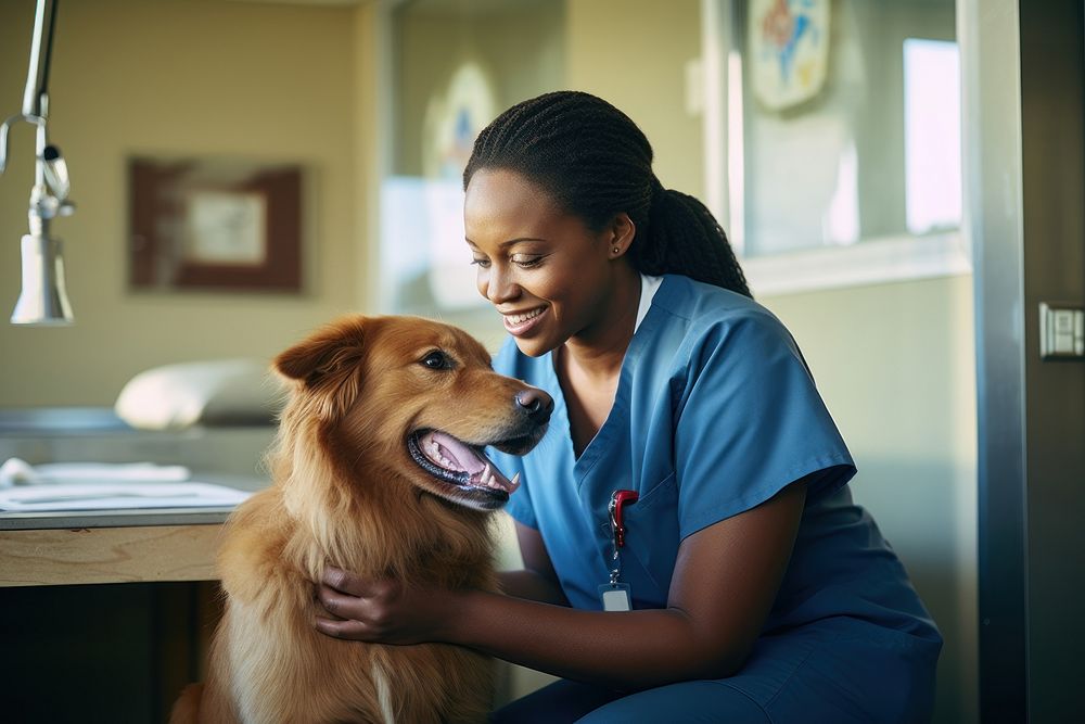 Veterinarian and dog AI generated image