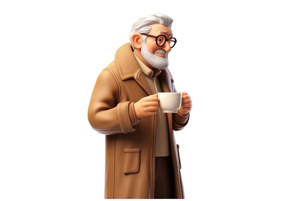 Coat portrait coffee drink. AI generated Image by rawpixel.