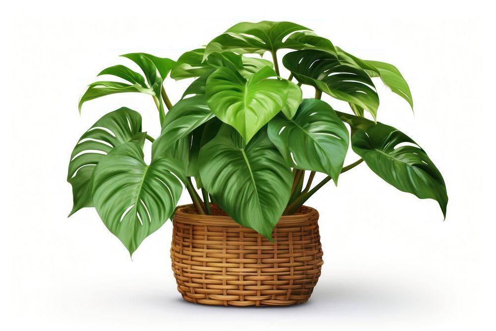 Basket plant leaf white background. 