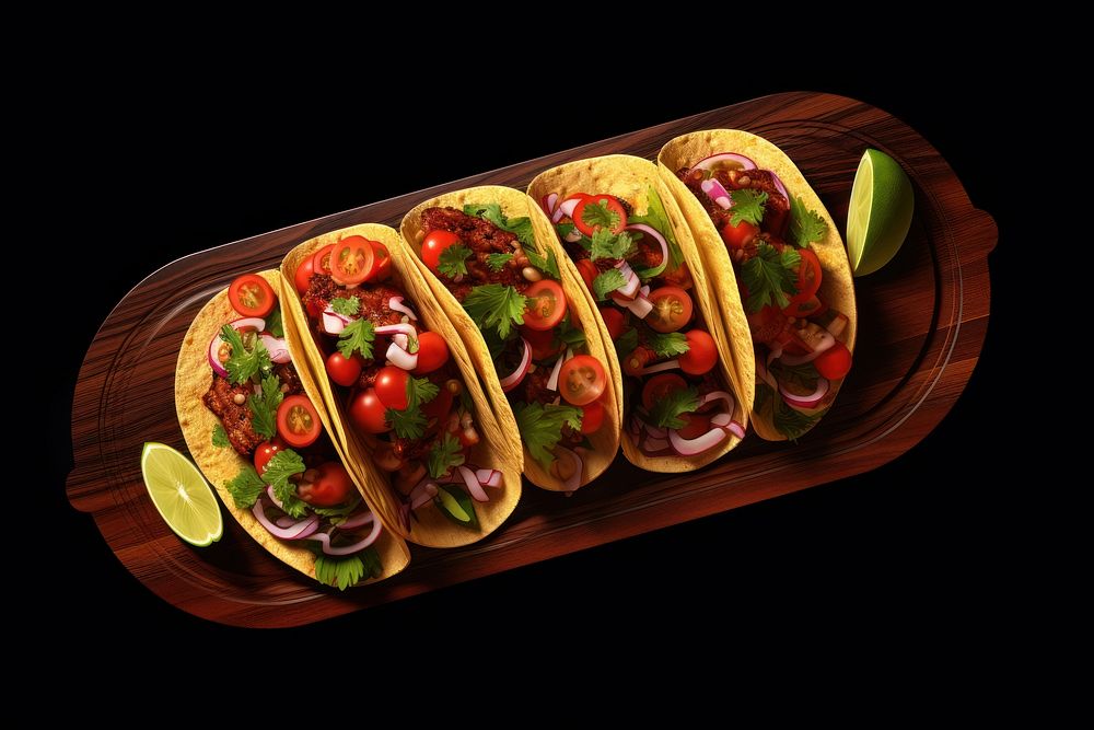 Taco vegetable food wood. AI generated Image by rawpixel.