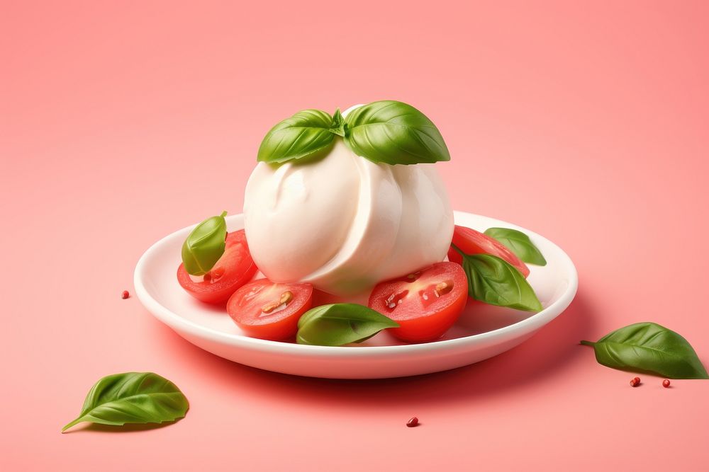 Dessert cheese tomato basil. AI generated Image by rawpixel.