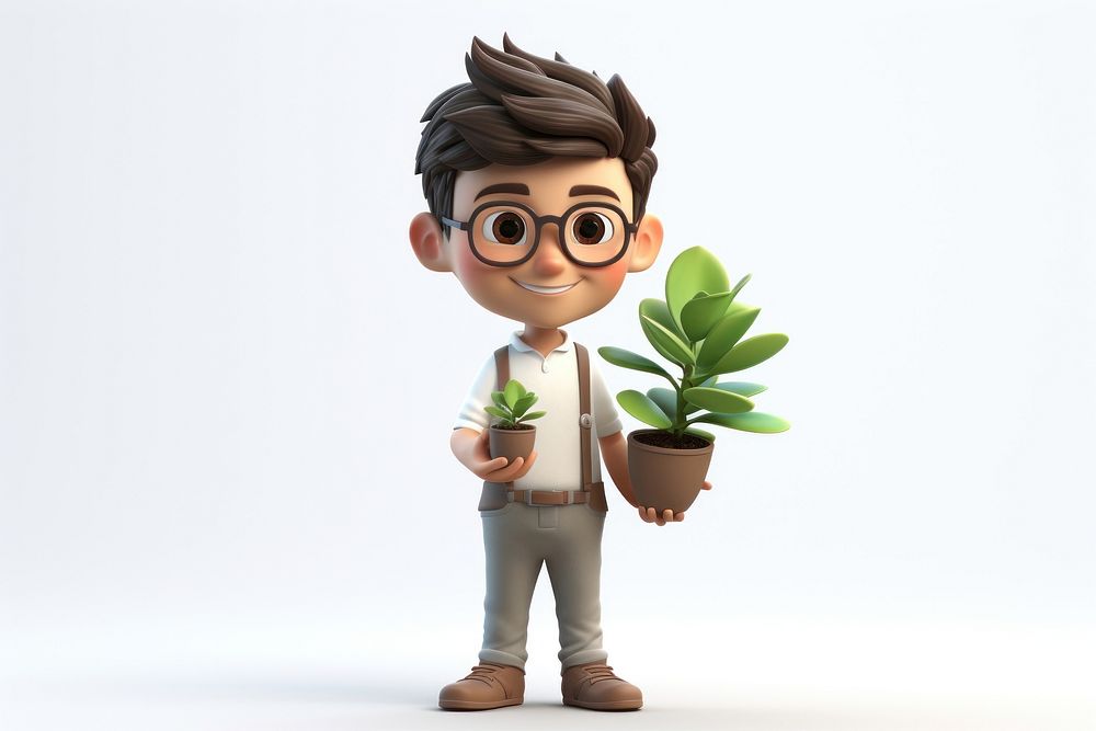 Plant cartoon cute white background. AI generated Image by rawpixel.